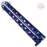 Classic 7 Hole Butterfly Knife 440c Premium Steel Balisong - Marble Blue Knife-Balisong - Tophatter Daily Deals