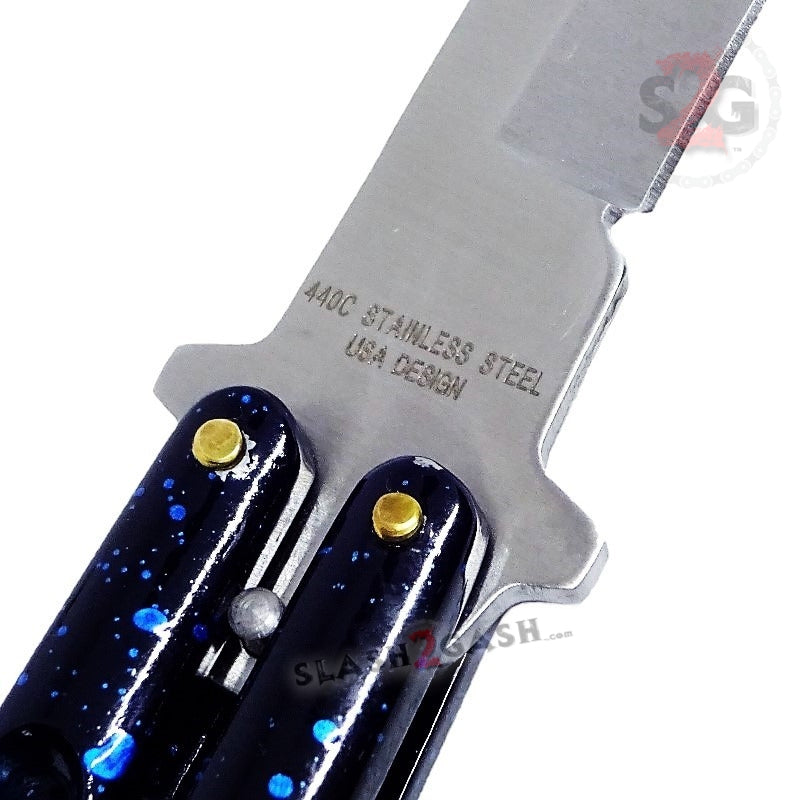 Classic 7 Hole Butterfly Knife 440c Premium Steel Balisong - Marble Red Knife-Balisong - Tophatter Daily Deals