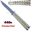 Classic 7 Hole Butterfly Knife 440c Premium Steel Balisong - Gold Gold Knife-Balisong - Tophatter Daily Deals