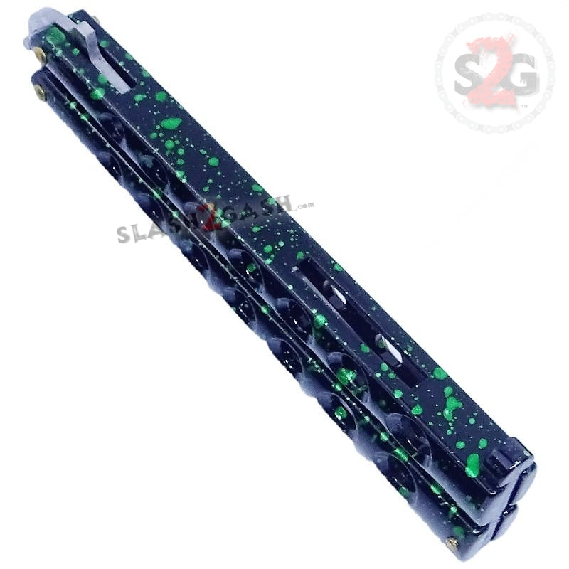 Classic 7 Hole Butterfly Knife 440c Premium Steel Balisong - Marble Green Knife-Balisong - Tophatter Daily Deals