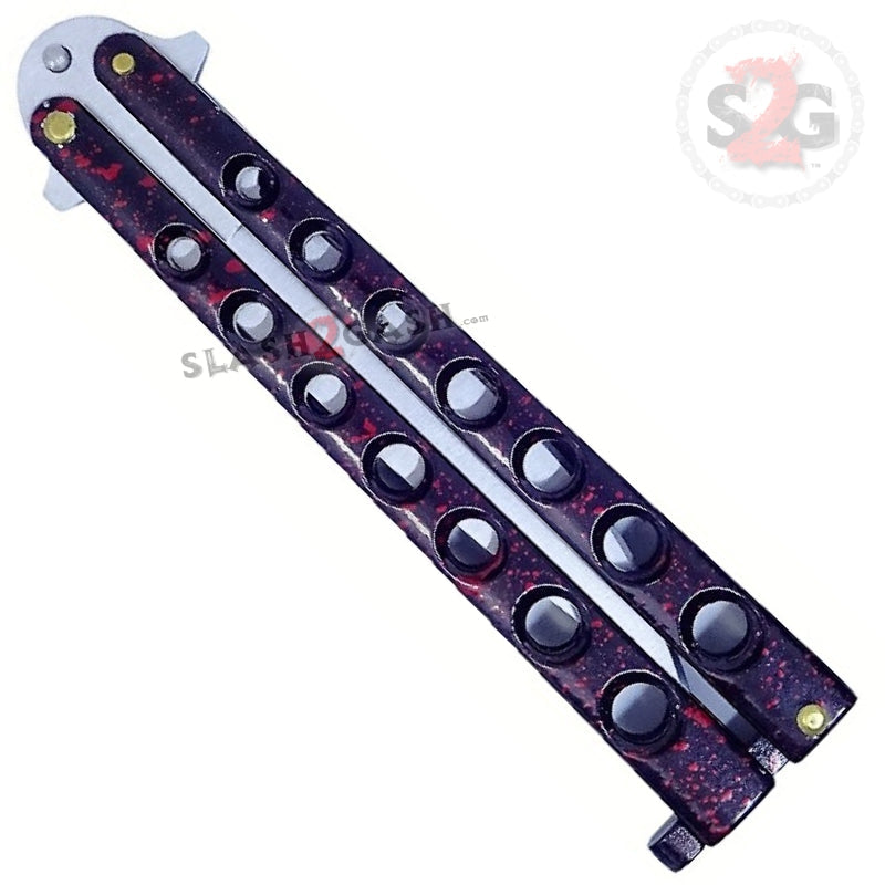 Classic 7 Hole Butterfly Knife 440c Premium Steel Balisong - Marble Red Knife-Balisong - Tophatter Daily Deals