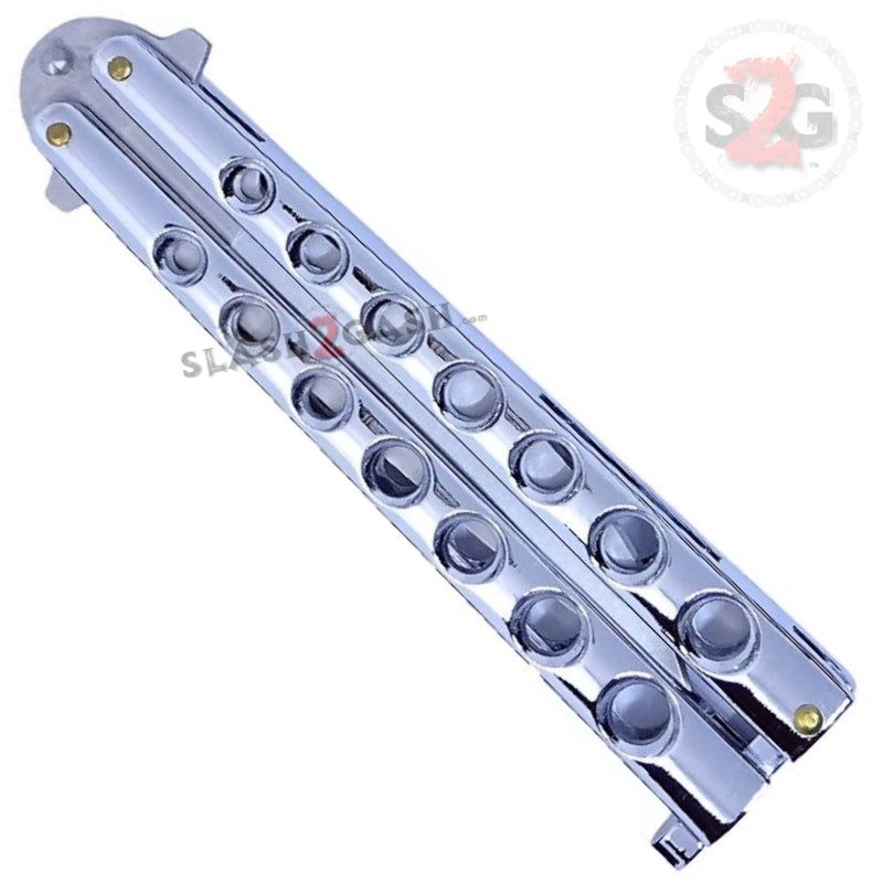 Classic 7 Hole Butterfly Knife 440c Premium Steel Balisong - Chrome Knife-Balisong - Tophatter Daily Deals