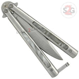White Pearl Butterfly Knife Marble Swirl Balisong - Plain Edge Knife-Balisong - Tophatter Daily Deals