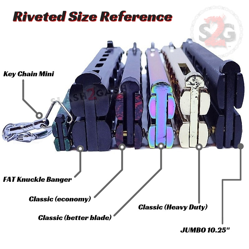 Heavy Duty Classic Butterfly Knife Thick 7 Hole Balisong - Blue Knife-Balisong - Tophatter Daily Deals