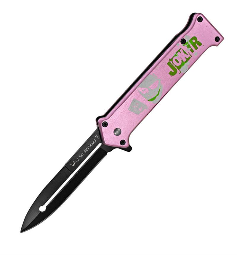 Joker Spring Assist 'Legal Automatic' Knife Purple Collectible Weapons - Tophatter Daily Deals