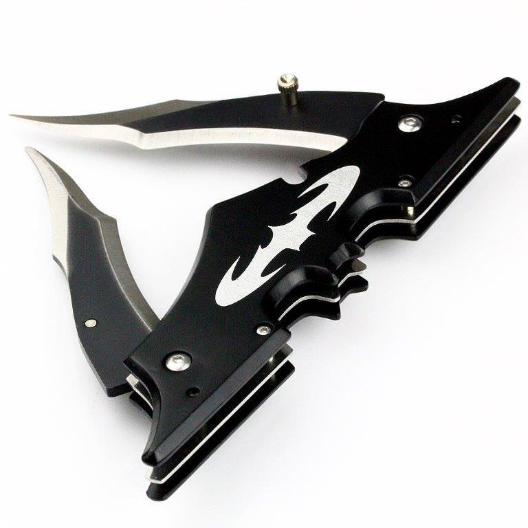 Mini Black Bat Spring Assisted Double Blade Black Knife - Tophatter's Guns'N'Weapons Store Collectible Weapons - Tophatter Daily Deals