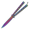 4" Blade Rainbow Titanium Finish Balisong Butterfly Knife - TOPHATTER'S ARMORY DEALS Collectible Weapons - Tophatter Daily Deals
