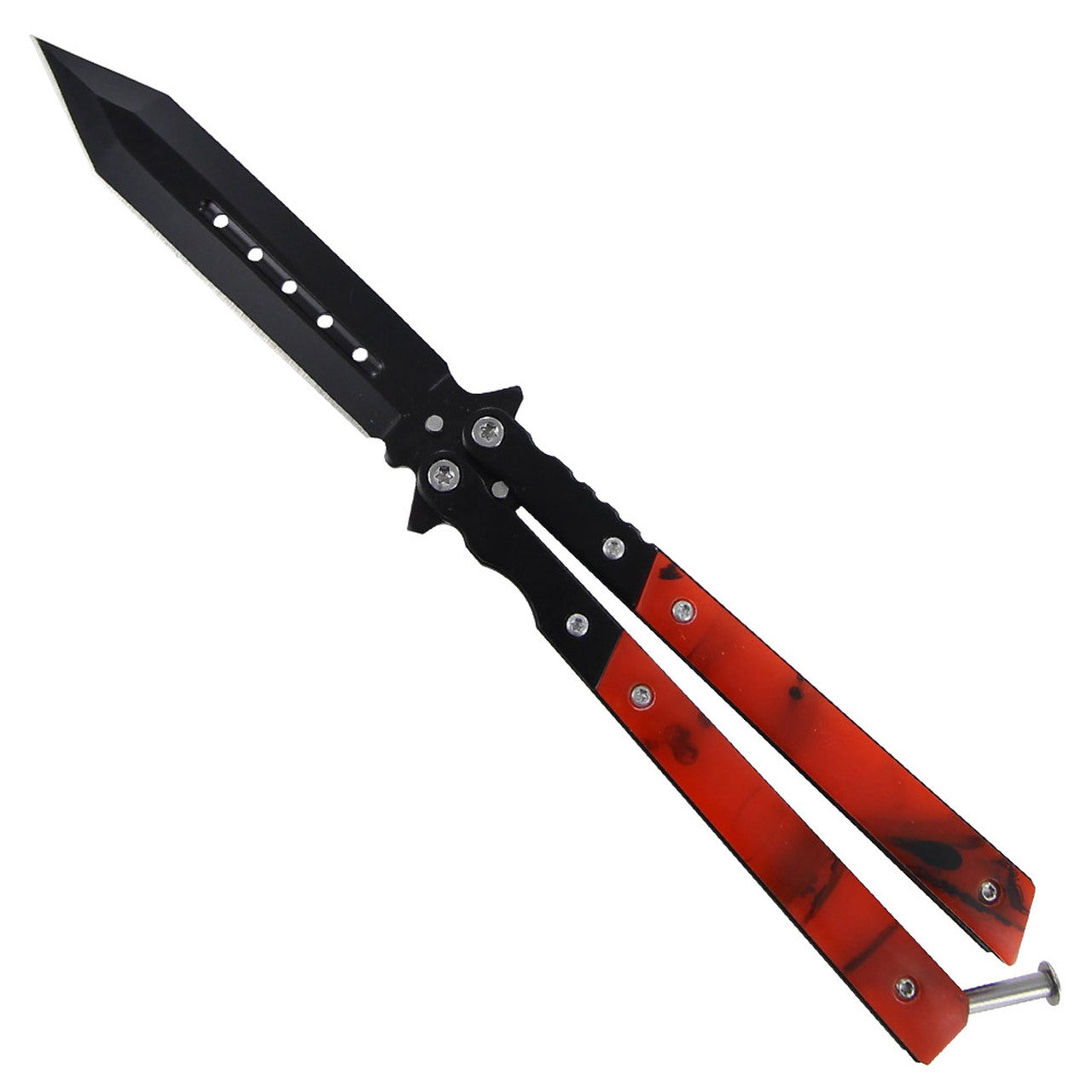 Solar Flare Flipping Butterfly Knife Spear Point Blade - TOPHATTER'S ARMORY DEALS Collectible Weapons - Tophatter Daily Deals