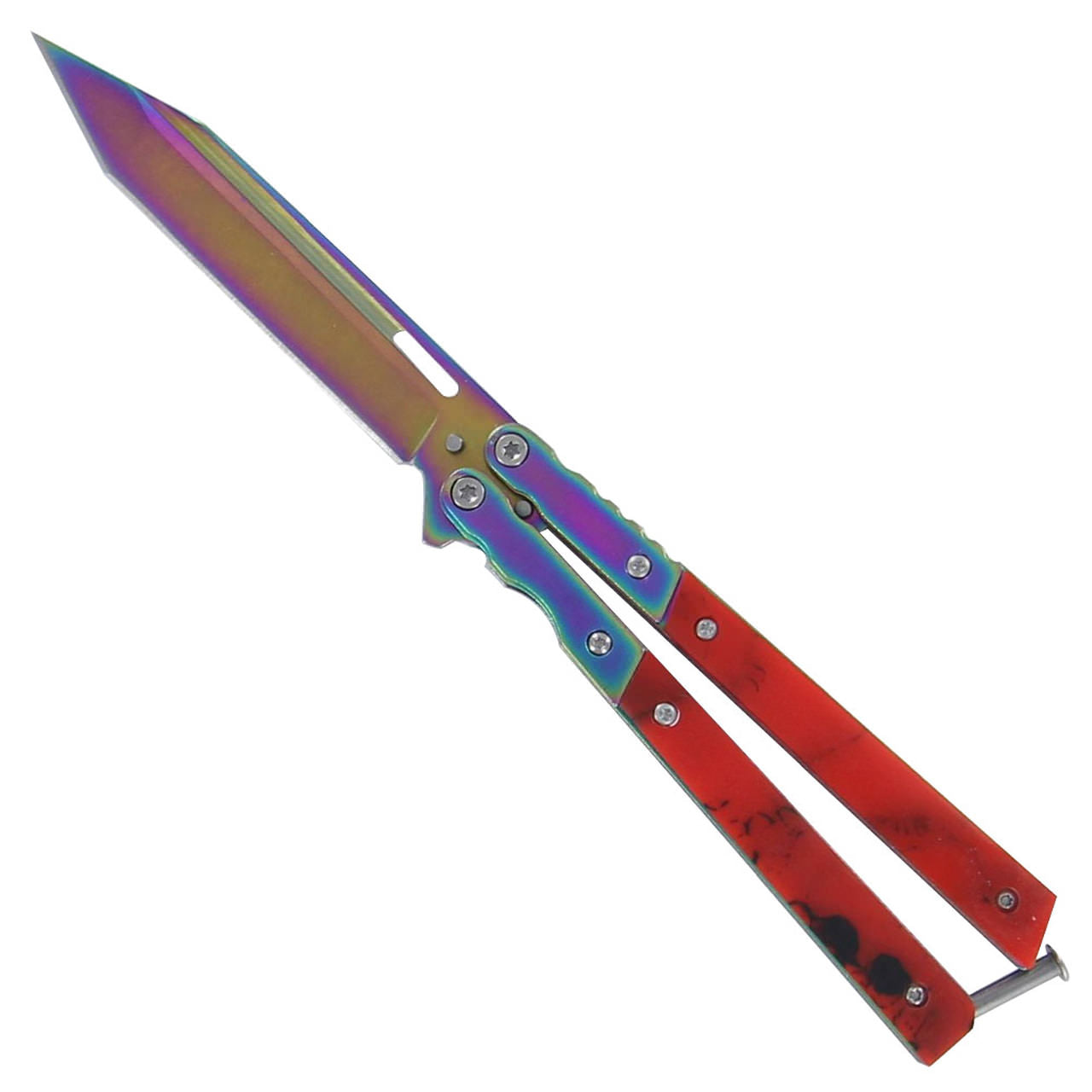 4" Tanto Point Blade Titanium Butterfly Knife - TOPHATTER'S ARMORY DEALS Collectible Weapons - Tophatter Daily Deals