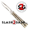 Jaguar Butterfly Knife HEAVY Taiwan Balisong - Champagne Serrated Knife-Balisong - Tophatter Daily Deals