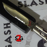 Jaguar Butterfly Knife HEAVY Taiwan Balisong - Grey Serrated Knife-Balisong - Tophatter Daily Deals