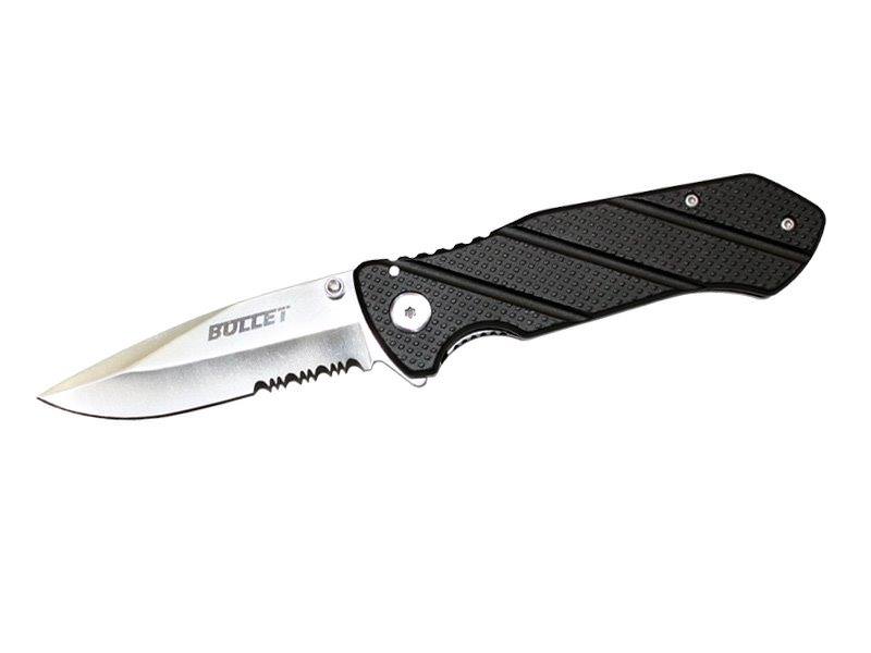 4.5" Closed Spring Assist Knife Partially Serrated Blade - Black Collectible Weapons - Tophatter Daily Deals