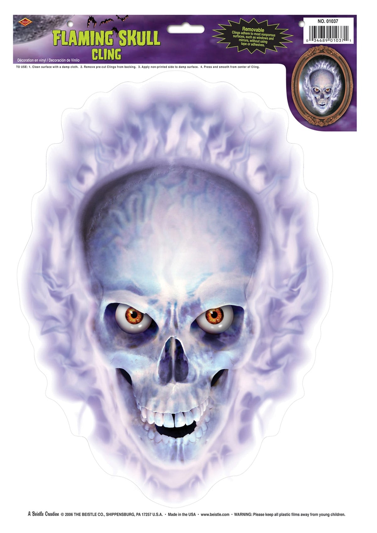Flaming Skull Cling Halloween Skeleton Decorations - Tophatter Daily Deals