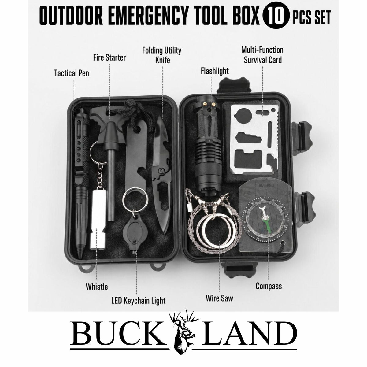 Buckland - Field Kit Pro 10-Piece Survival Set Knife - Tophatter Daily Deals