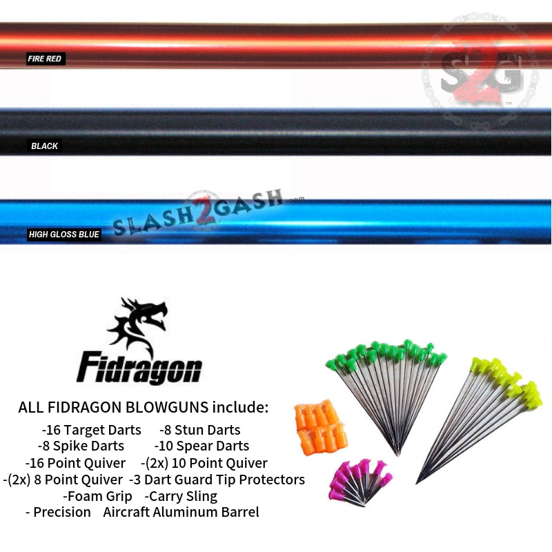 Fidragon 24" Blowgun .40 cal LOADED w/ 42 Darts - Black - BEST VALUE Blowgun - Tophatter Daily Deals