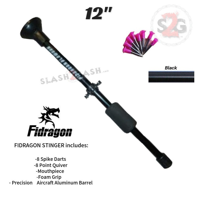 Fidragon 12" Blowgun .40 cal STINGER w/ Spike Darts - Black Blowgun - Tophatter Daily Deals