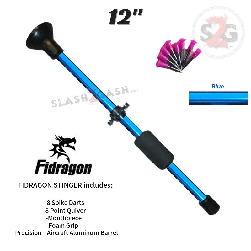 Fidragon Blowguns .40 cal LOADED w/ 42 Darts - Asstd. Colors 12 24 36" 12" Blue - Stinger Blowgun - Tophatter Daily Deals