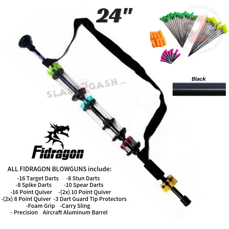 Fidragon 24" Blowgun .40 cal LOADED w/ 42 Darts - Black - BEST VALUE Blowgun - Tophatter Daily Deals