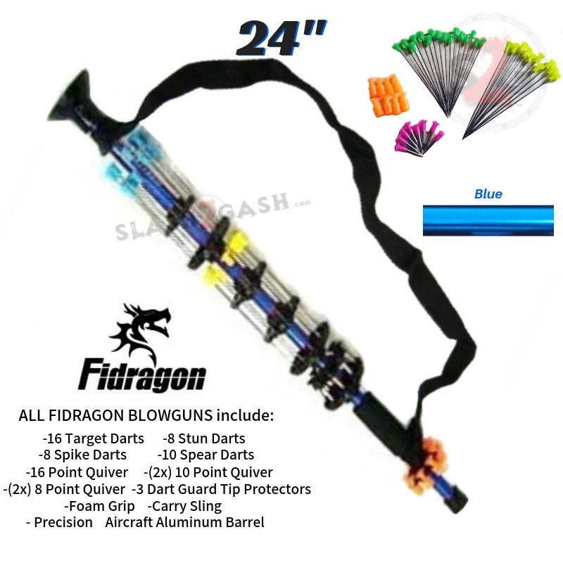 Fidragon 24" Blowgun .40 cal LOADED w/ 42 Darts - Blue - BEST VALUE Blowgun - Tophatter Daily Deals