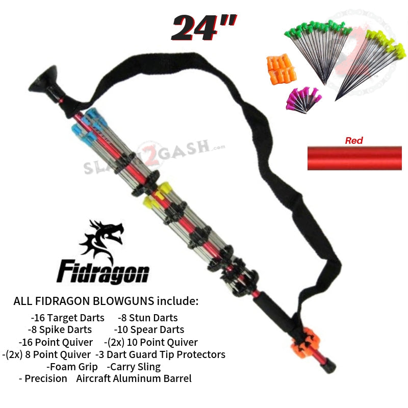 Fidragon Blowguns .40 cal LOADED w/ 42 Darts - Asstd. Colors 12 24 36" 24" Red Blowgun - Tophatter Daily Deals