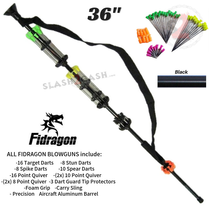 Fidragon Blowguns .40 cal LOADED w/ 42 Darts - Asstd. Colors 12 24 36" 36" Black Blowgun - Tophatter Daily Deals
