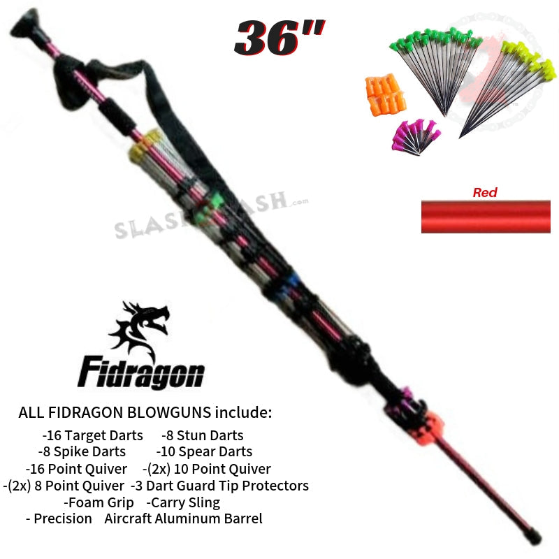 Fidragon Blowguns .40 cal LOADED w/ 42 Darts - Asstd. Colors 12 24 36" 36" Red Blowgun - Tophatter Daily Deals
