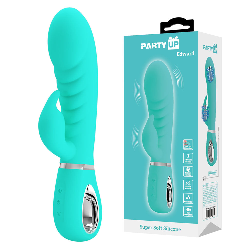 Party Up Edward Rabbit Vibe Teal 20 cm Rabbit Vibrator > Vibrators > Ladies > Rabbit - Tophatter Daily Deals