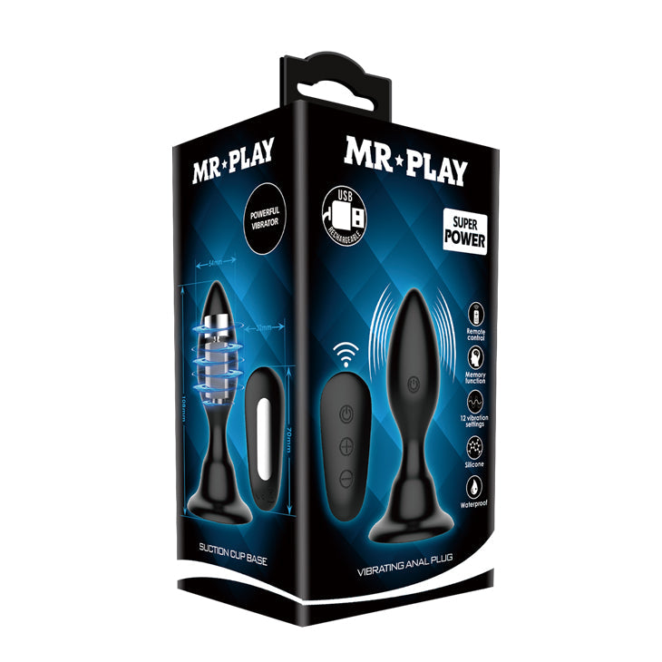 Mr Play Vibrating Anal Plug 10.8 cm Butt Plug with Remote Control > Anal Range > Vibrating Butt Plugs - Tophatter Daily Deals