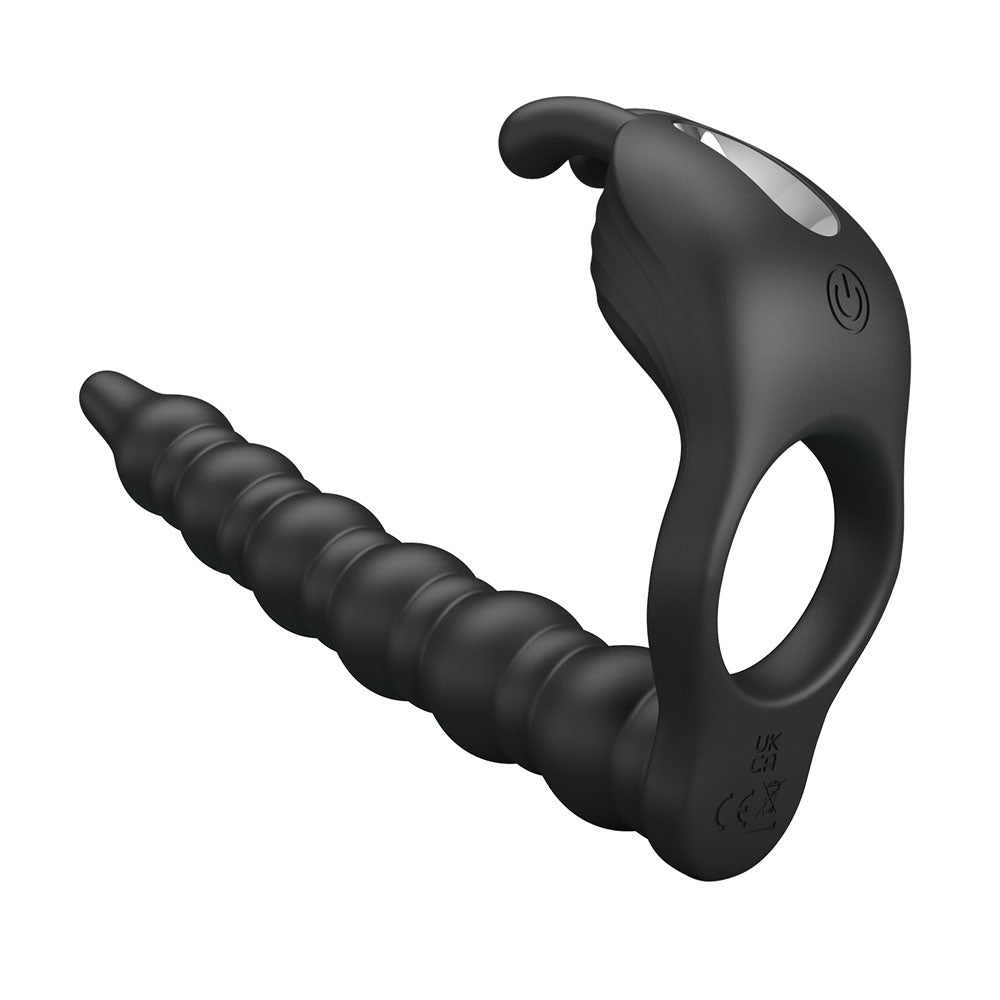 Party Up Marcus (Black) – USB Rechargeable Vibrating Cock Ring and Anal Plug > Anal Range > Anal Probes - Tophatter Daily Deals