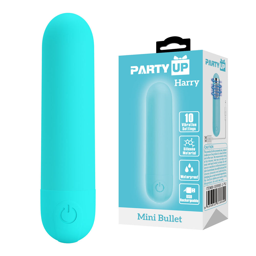Party Up Harry Mini Bullet (Teal) – USB Rechargeable 8 cm Bullet Vibrator > Vibrators > Mini Vibrators - Tophatter Daily Deals