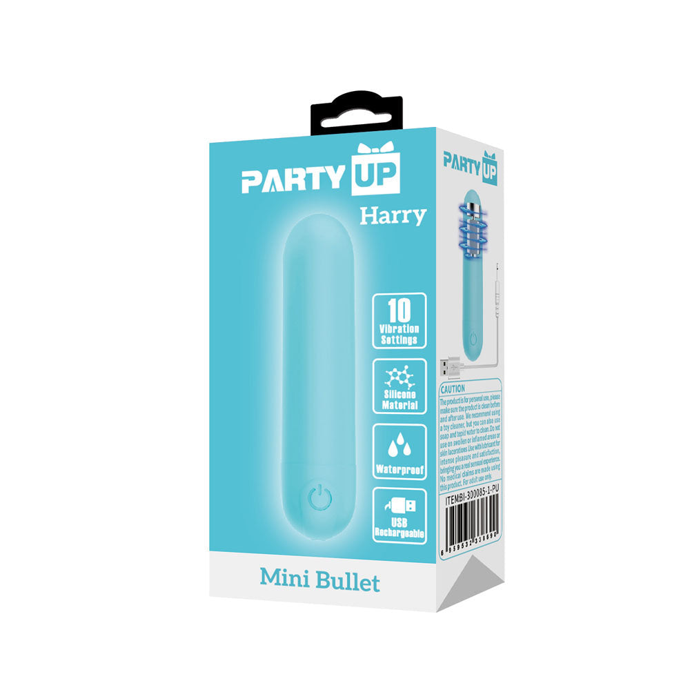 Party Up Harry Mini Bullet (Teal) – USB Rechargeable 8 cm Bullet Vibrator > Vibrators > Mini Vibrators - Tophatter Daily Deals