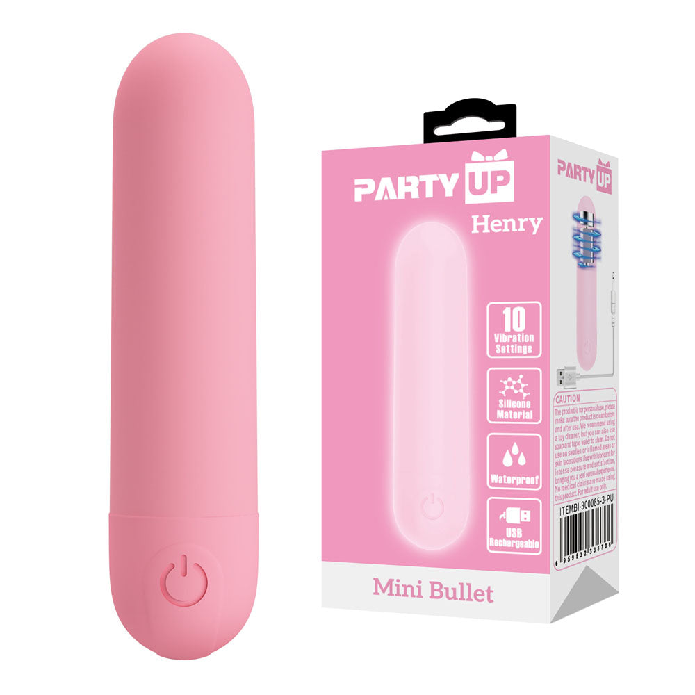 Party Up Henry Mini (Black) – USB Rechargeable 8cm Bullet Vibrator > Vibrators > Mini Vibrators - Tophatter Daily Deals