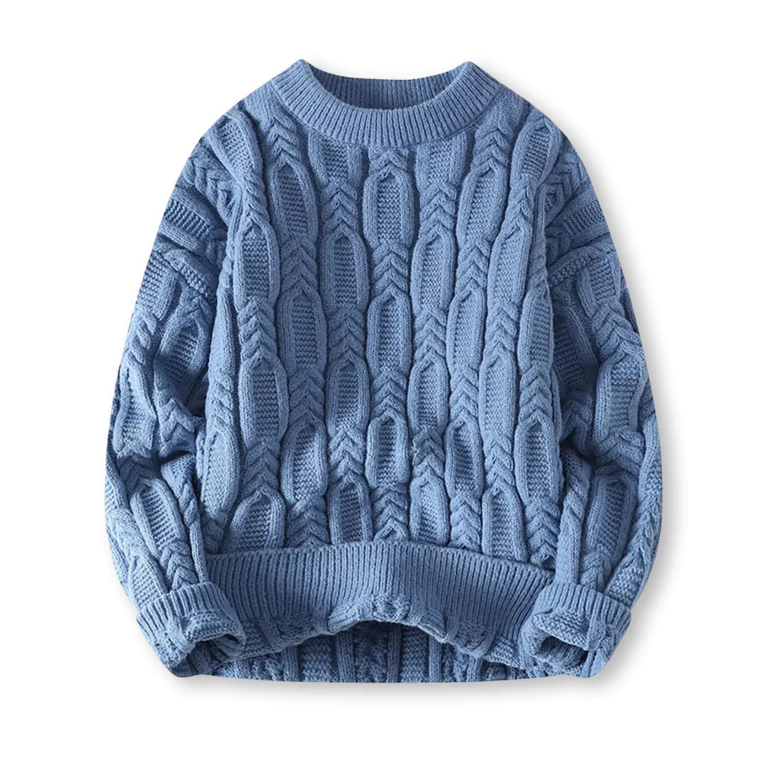 Warm Men’s Sweater - Cable Knit, Chunky, For Winter Blue - Tophatter Daily Deals