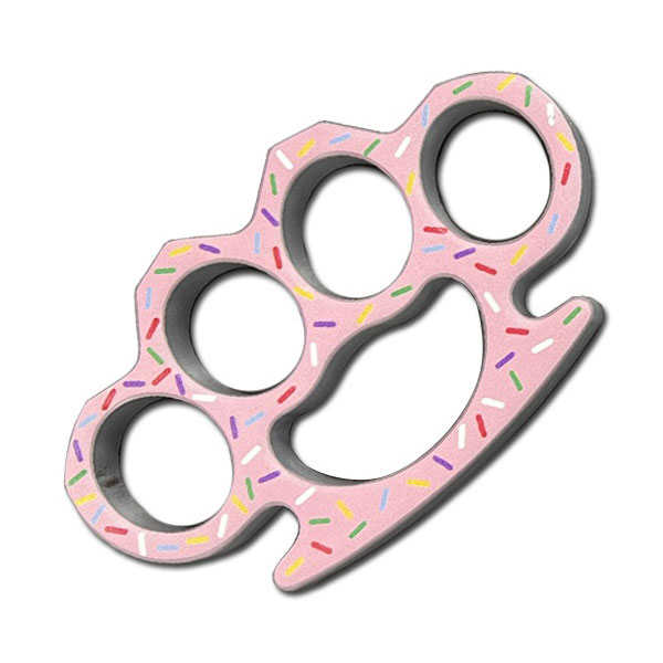 Heavy Duty Paper Weight Pink Sprinkles Knuckle Duster Solid Metal - Tophatter's Guns'N'Weapons Store - FREE SHIPPING Collectible Weapons - Tophatter Daily Deals