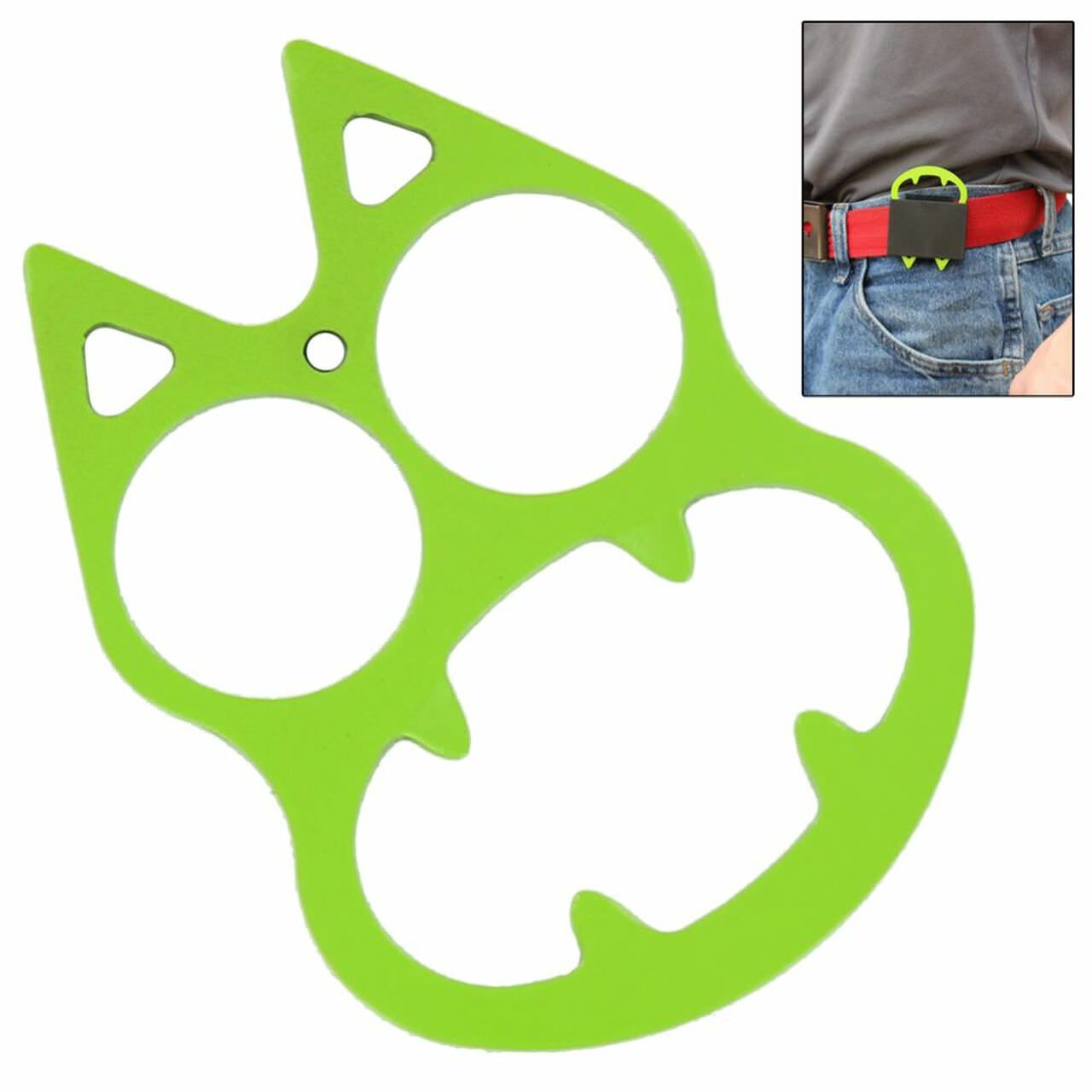 Neon Green Cat Face Evil Personal Defense Mini Knuckle - TOPHATTER'S ARMORY DEALS Collectible Weapons - Tophatter Daily Deals