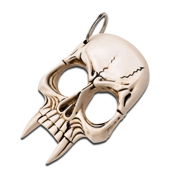 Demonic Skull Knuckle Self Defense Keychain Bone Color Design Collectible Weapons - Tophatter Daily Deals