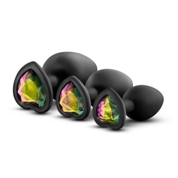 Luxe Bling Plugs Training Kit Black w Rainbow Gems Anal Plugs - Tophatter Daily Deals