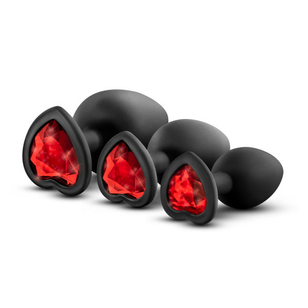 Luxe Bling Plugs Training Kit Black w Red Gems Anal Plugs - Tophatter Daily Deals