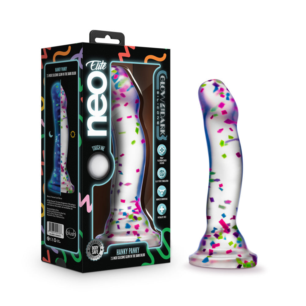 Hanky Panky Confetti Filled Clear 7.5" Dildo Glow in the Dark > Dildos > Realistic Dildos - Tophatter Daily Deals