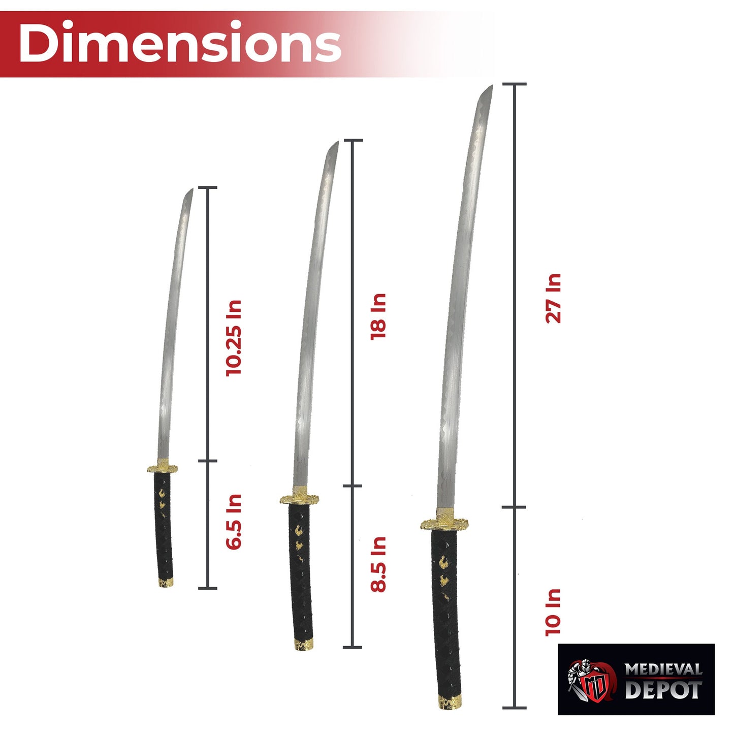 Black Dragon Three Piece Katana Sword Set with Desktop Stand Swords - Tophatter Daily Deals
