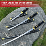 Black Dragon Three Piece Katana Sword Set with Desktop Stand Swords - Tophatter Daily Deals