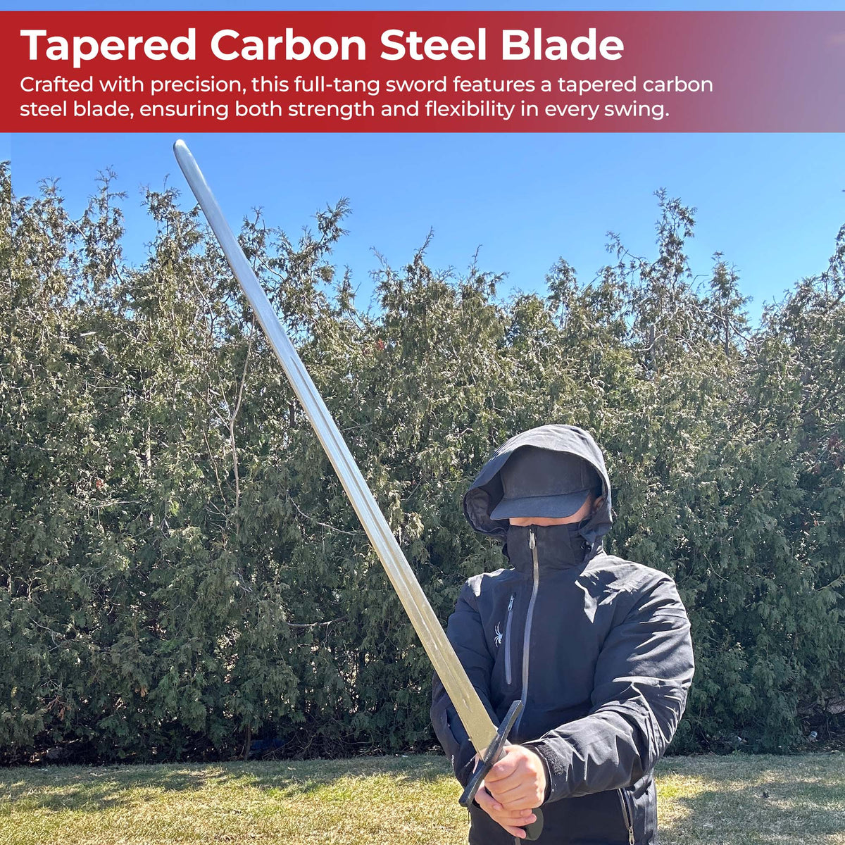 Black Knight Heavy Duty Sparring Sword Handmade for Battle Swords - Tophatter Daily Deals