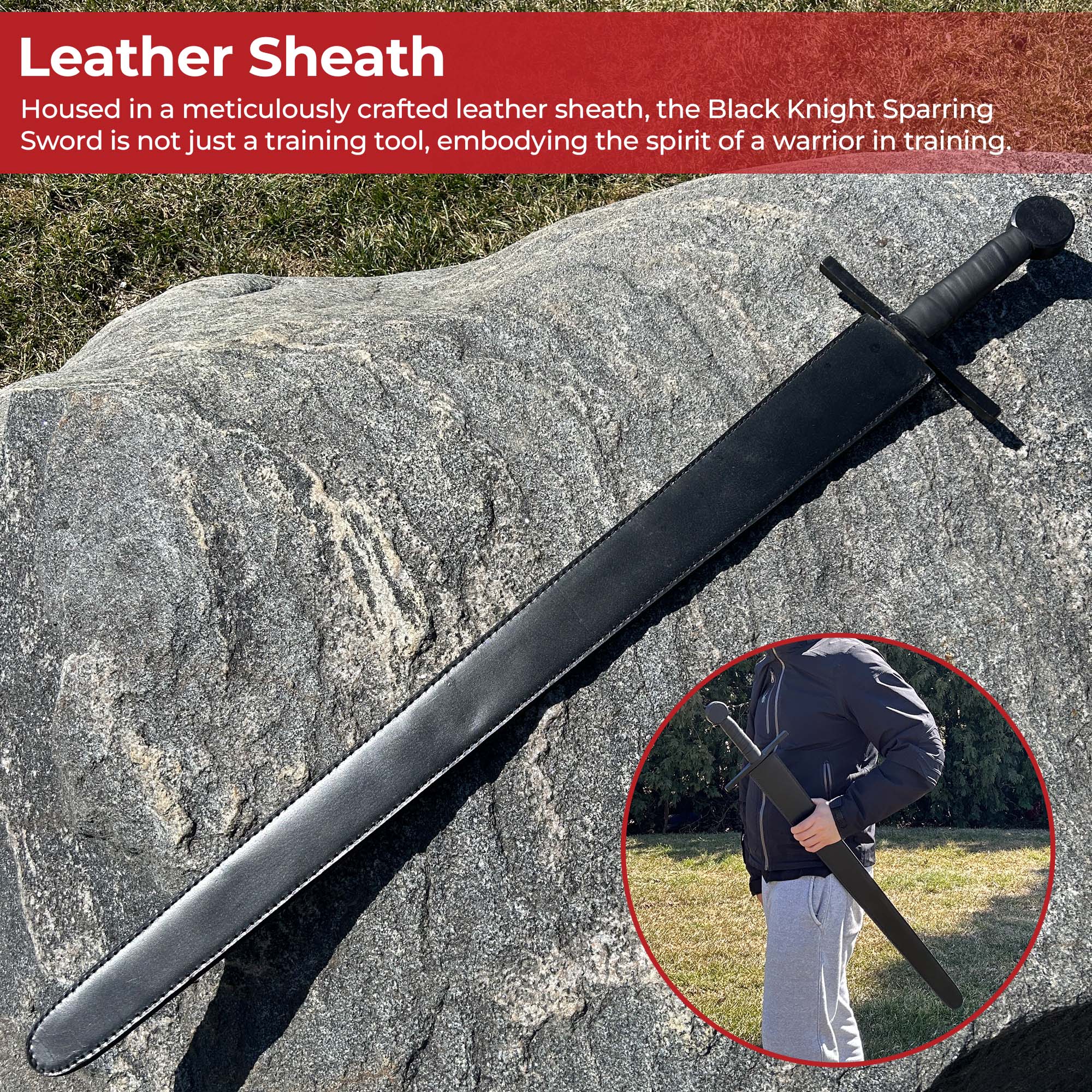 Black Knight Heavy Duty Sparring Sword Handmade for Battle Swords - Tophatter Daily Deals