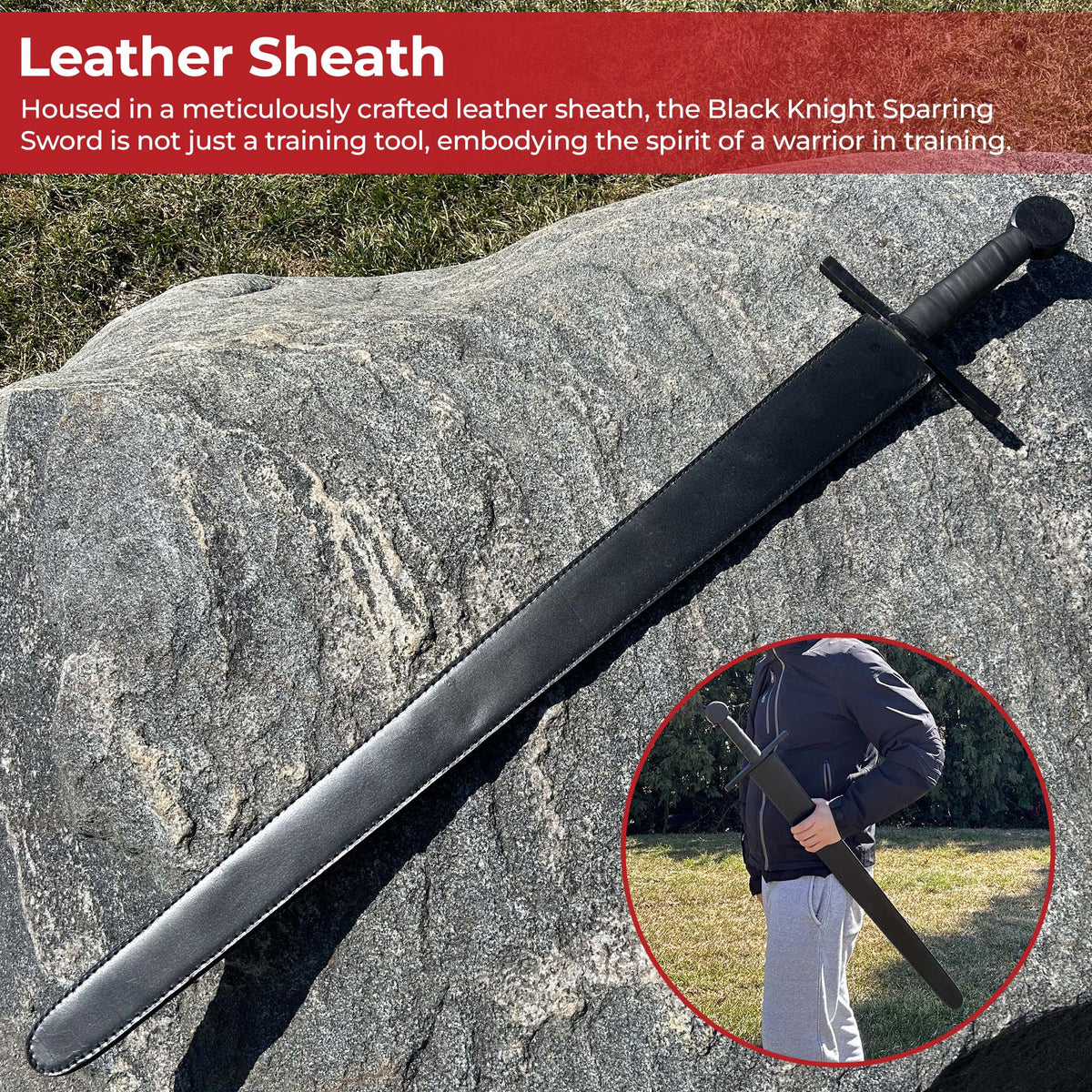 Black Knight Heavy Duty Sparring Sword Handmade for Battle Swords - Tophatter Daily Deals
