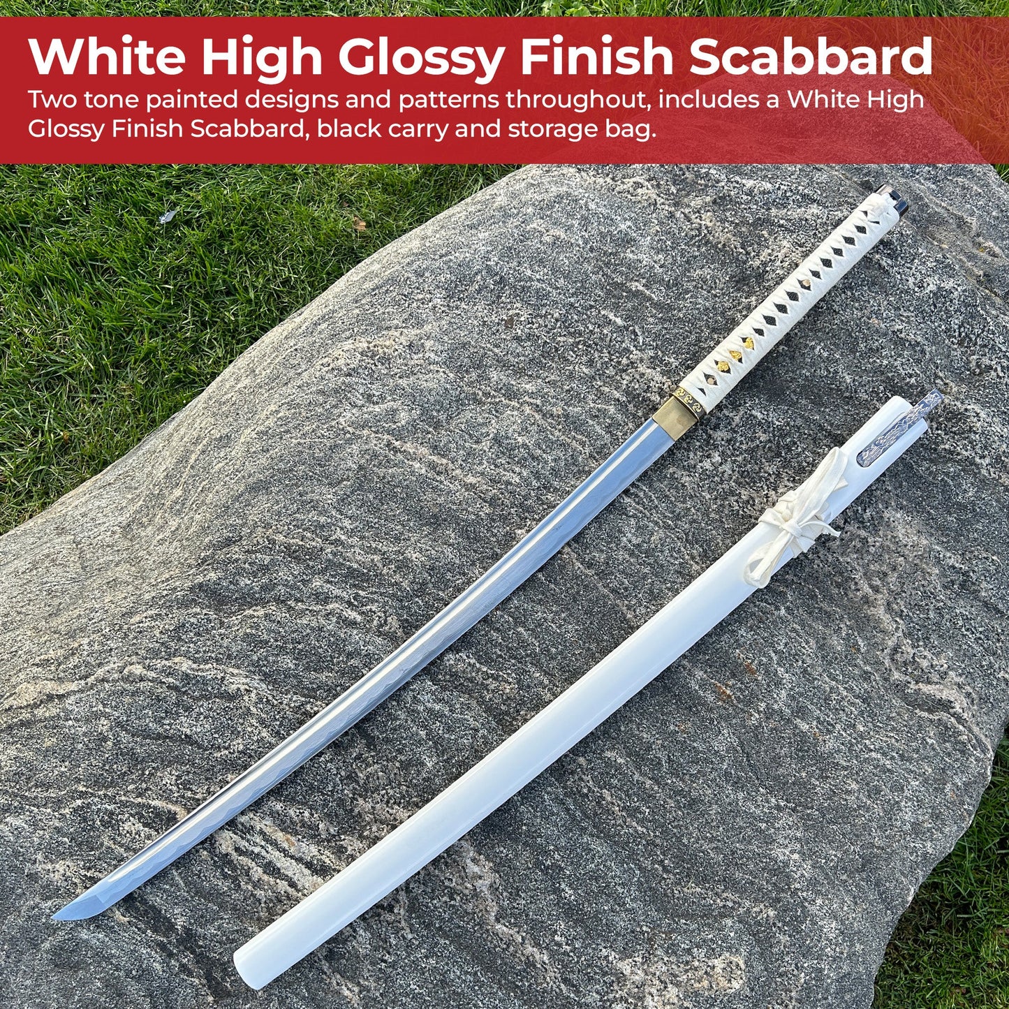 Black Widow Web Weaver Handmade Katana White swords - Tophatter Daily Deals