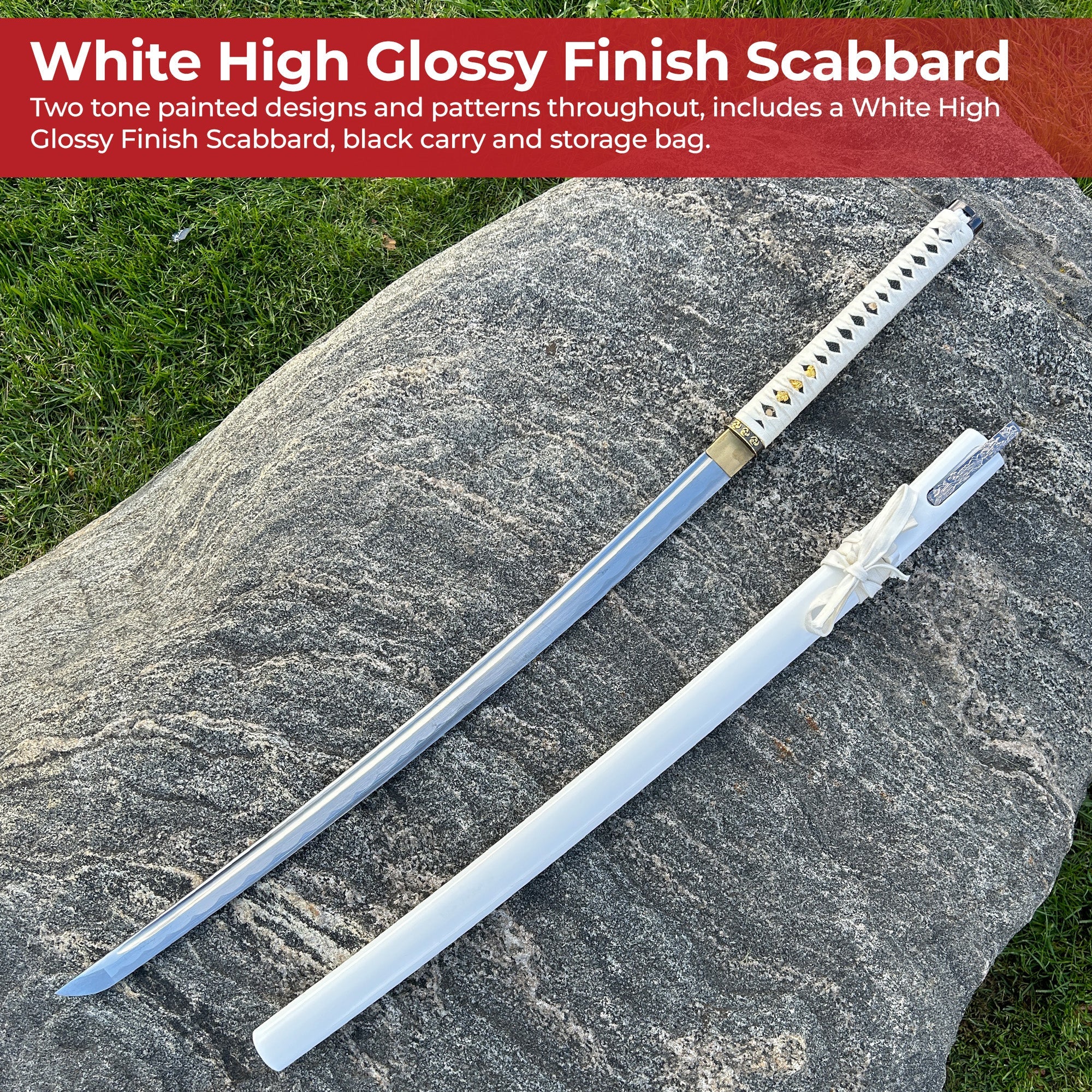 Black Widow Web Weaver Handmade Katana White swords - Tophatter Daily Deals