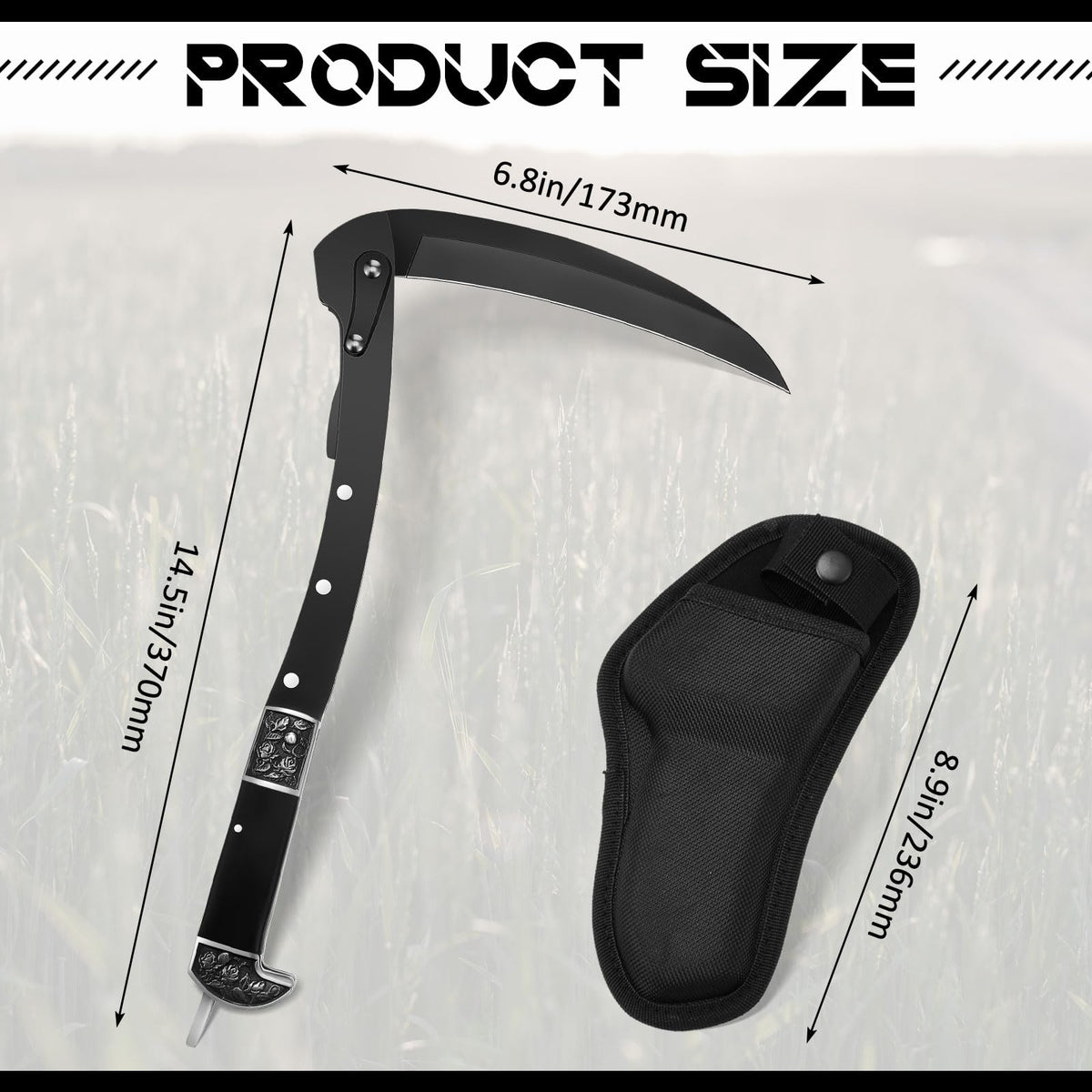 BLACK PORTABLE SHEATHED SHARP FOLDING SICKLE - Tophatter Daily Deals