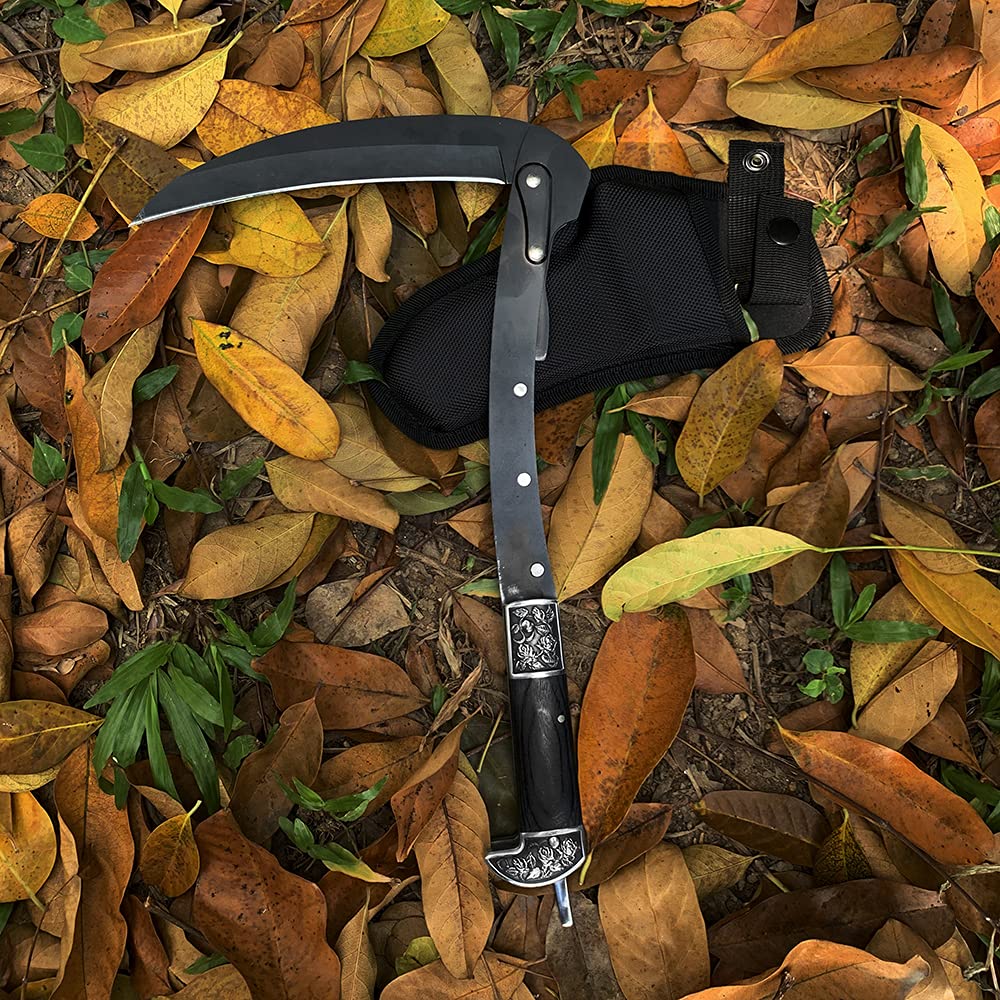 BLACK PORTABLE SHEATHED SHARP FOLDING SICKLE - Tophatter Daily Deals