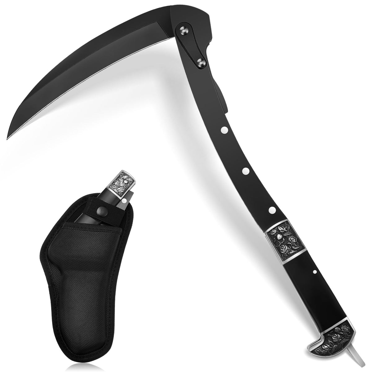 BLACK PORTABLE SHEATHED SHARP FOLDING SICKLE - Tophatter Daily Deals