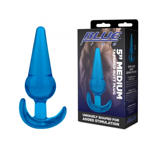 Blue Line 5 Inch Medium Tapered Butt Plug in Blue with Bulbous Center and Flared Base > Anal Range > Butt Plugs - Tophatter Daily Deals